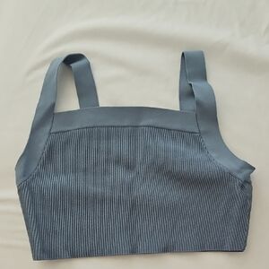 Aritzia Ribbed Square Neck Crop Tank - Slate Blue